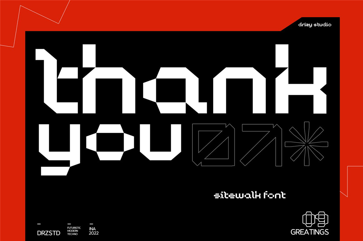 Sitewalk 未来派暗黑机能科幻像素风格海报封面英文字体 Futuristic Pixel Font 设计素材 sucaiwan.com