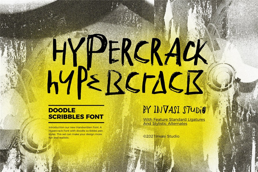 新潮现代趣味手写涂鸦手绘风格大写英文字体 Invasi Studio Scribbles Font 设计素材 sucaiwan.com