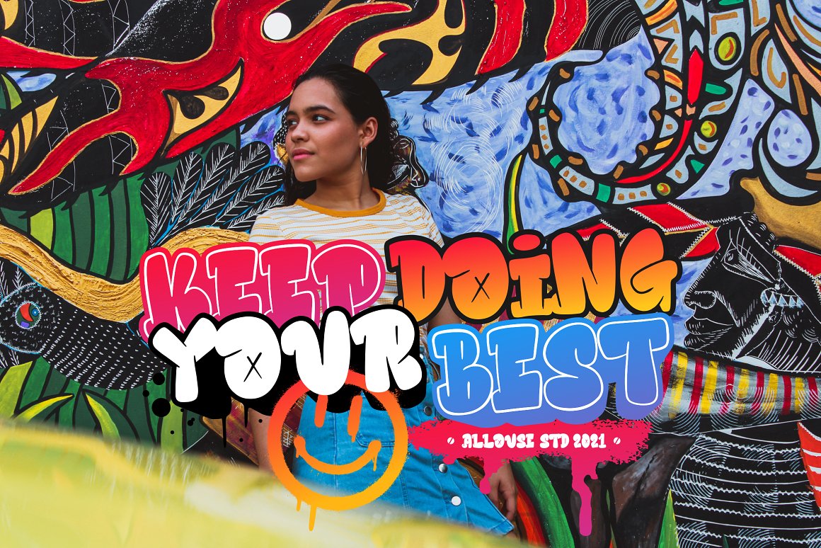 英文字体：大胆时髦复古手绘泡泡涂鸦品牌包装字体 Hidebeast 设计素材 sucaiwan.com