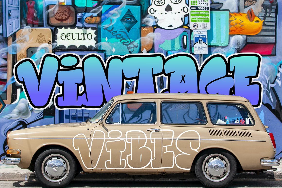 英文字体：大胆时髦复古手绘泡泡涂鸦品牌包装字体 Hidebeast 设计素材 sucaiwan.com