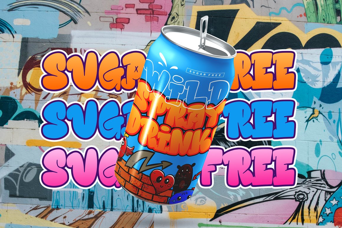 英文字体：大胆时髦复古手绘泡泡涂鸦品牌包装字体 Hidebeast 设计素材 sucaiwan.com