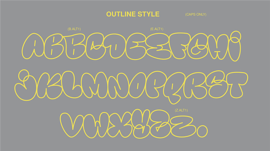 英文字体：大胆时髦复古手绘泡泡涂鸦字体 设计素材 sucaiwan.com