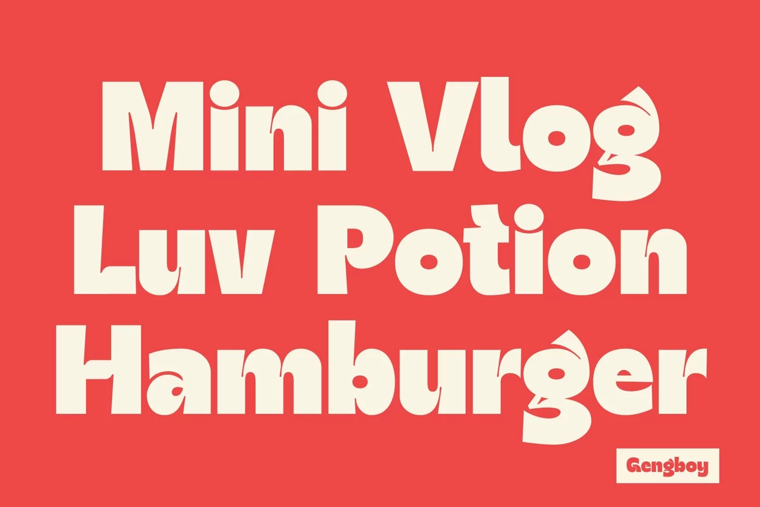 英文字体：独特卡通童趣俏皮贴纸标签海报包装标题LOGO徽标设计PS粗体字体 Gengboy Display Typeface – Hitype 设计素材 sucaiwan.com