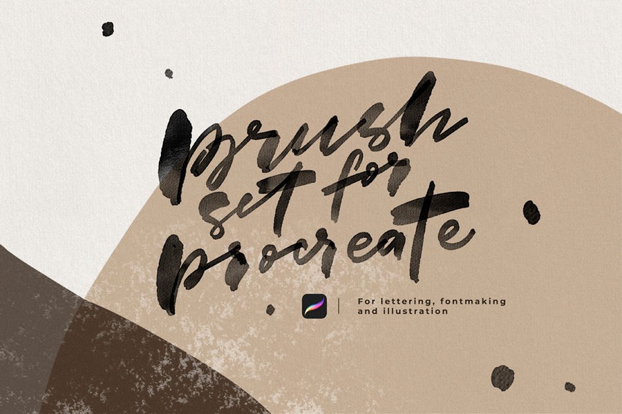 一套墨水飞溅刻字Procreate笔刷粗糙墨水纹理飞溅 Ink Lettering Brushes for ProCreate 笔刷资源 sucaiwan.com