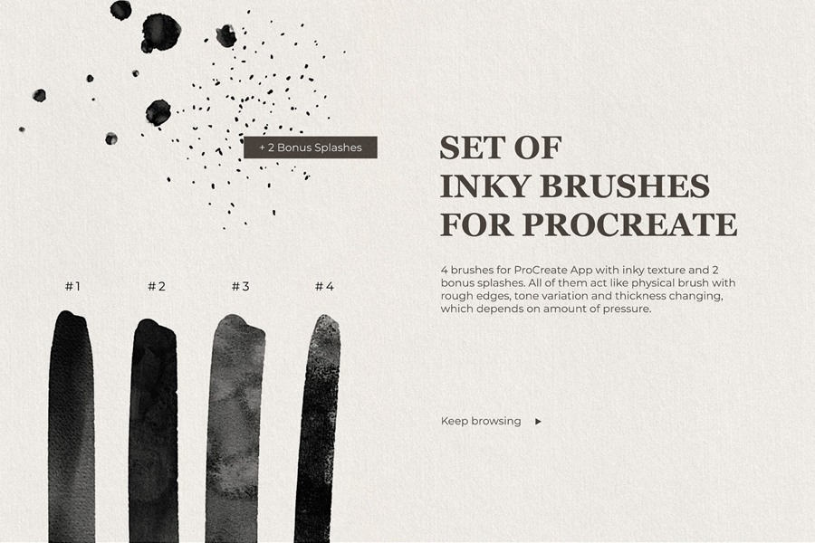 一套墨水飞溅刻字Procreate笔刷粗糙墨水纹理飞溅 Ink Lettering Brushes for ProCreate 笔刷资源 sucaiwan.com