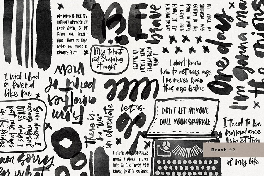 一套墨水飞溅刻字Procreate笔刷粗糙墨水纹理飞溅 Ink Lettering Brushes for ProCreate 笔刷资源 sucaiwan.com