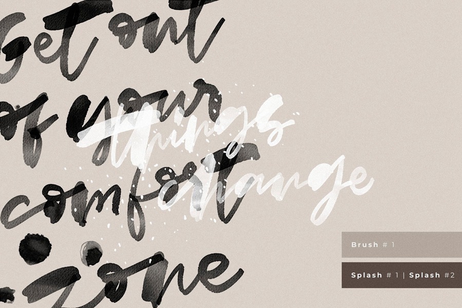 一套墨水飞溅刻字Procreate笔刷粗糙墨水纹理飞溅 Ink Lettering Brushes for ProCreate 笔刷资源 sucaiwan.com