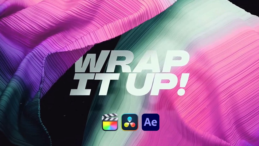 FCPX/AE/DR 4K标题模板3D渐变织物动画背景 达芬奇、FCP、AE模板3合1 Wrap It Up Titles 插件预设 sucaiwan.com