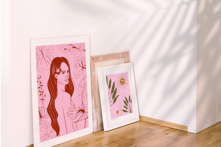 热带植物海报艺术氛围、女性气质、海洋生物、水果拼贴、纺织包装海报印刷矢量精品图形元素Tropical Retrospective Poster 图片素材 sucaiwan.com