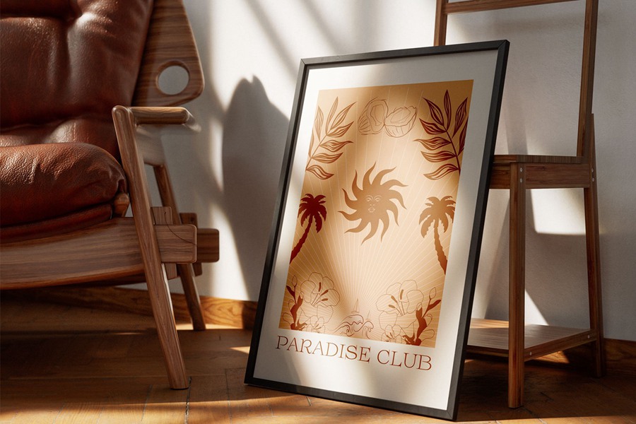 热带植物海报艺术氛围、女性气质、海洋生物、水果拼贴、纺织包装海报印刷矢量精品图形元素Tropical Retrospective Poster 图片素材 sucaiwan.com