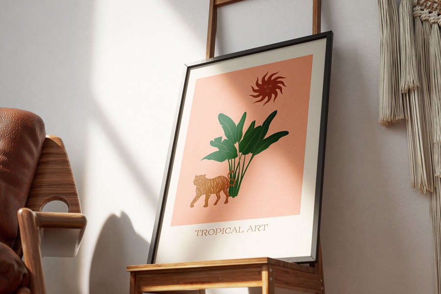 热带植物海报艺术氛围、女性气质、海洋生物、水果拼贴、纺织包装海报印刷矢量精品图形元素Tropical Retrospective Poster 图片素材 sucaiwan.com