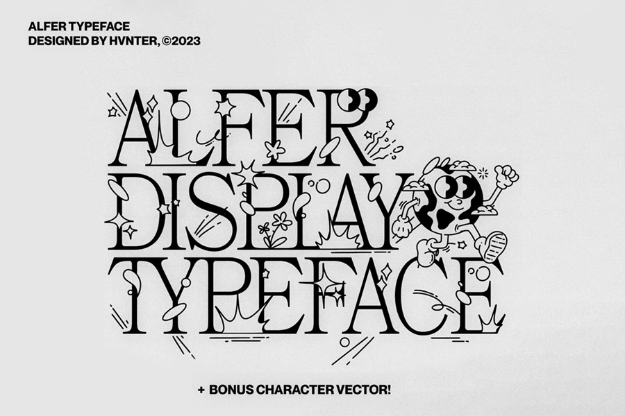 英文字体：复古Y2K趣味卡通衬线海报标题排版logo艺术西文字体 Alfer Typeface , sucaiwan.com