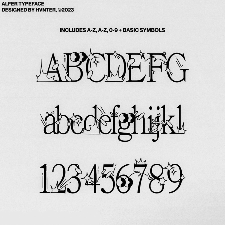 英文字体：复古Y2K趣味卡通衬线海报标题排版logo艺术西文字体 Alfer Typeface , sucaiwan.com