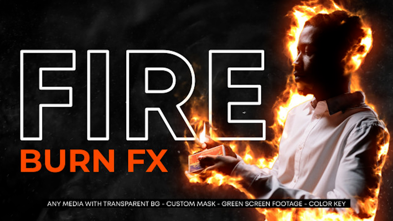 达芬奇预设：令人惊叹的视频或照片LOGO火焰燃烧酷炫烧伤效果 4K Fire Burn Effect 插件预设 sucaiwan.com