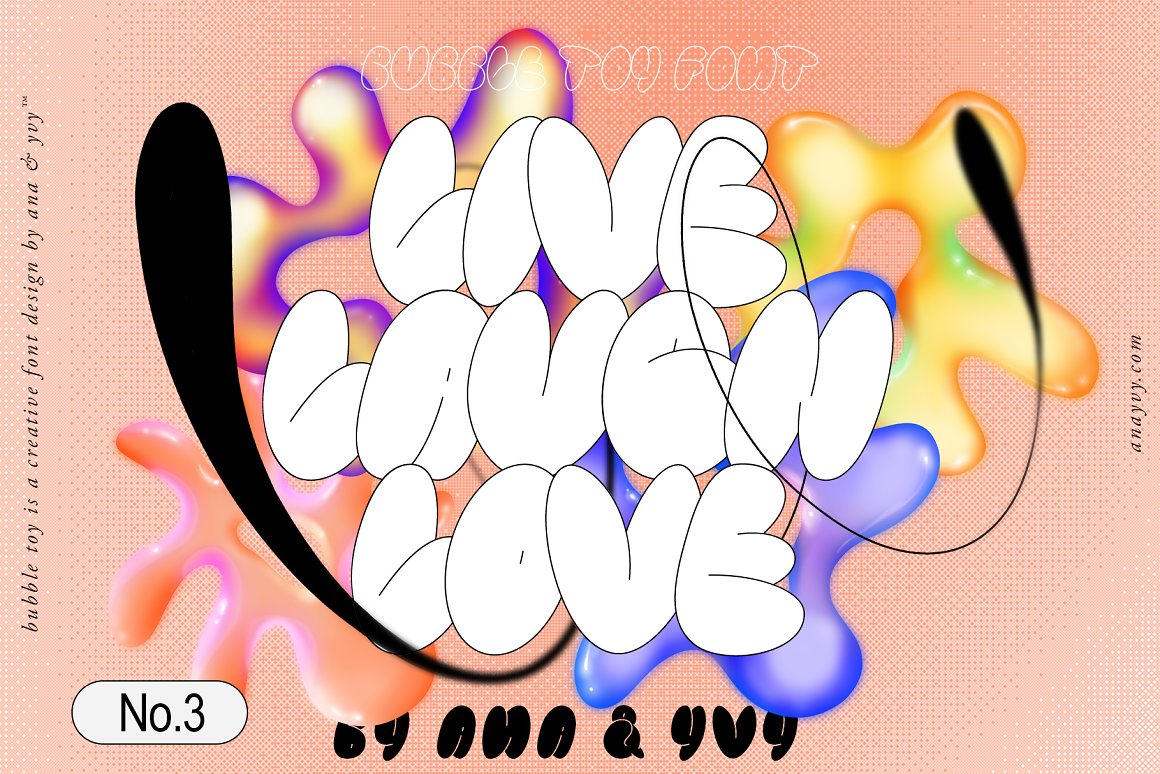 AnA & YvY 千禧年Y2K风格复古手工涂鸦抽象矢量英文字体 Bubble Toy 2000s Retro Graffiti 设计素材 sucaiwan.com
