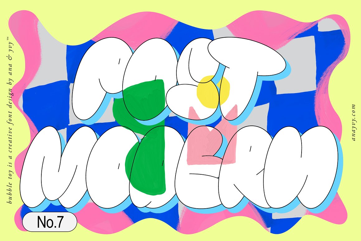 AnA & YvY 千禧年Y2K风格复古手工涂鸦抽象矢量英文字体 Bubble Toy 2000s Retro Graffiti 设计素材 sucaiwan.com