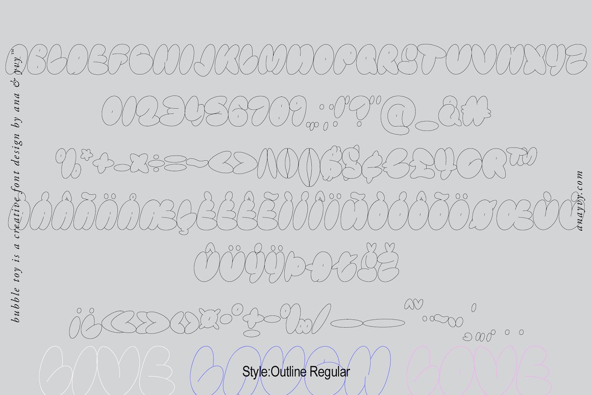AnA & YvY 千禧年Y2K风格复古手工涂鸦抽象矢量英文字体 Bubble Toy 2000s Retro Graffiti 设计素材 sucaiwan.com
