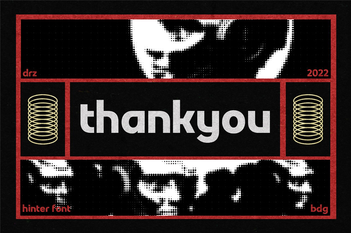 Hinter 复古做旧圆角无衬线油墨渗透打印效果几何英文字体 Rounded Geometric Font 设计素材 第3张-素材湾丨精选海外优质设计素材资源 Hinter 复古做旧圆角无衬线油墨渗透打印效果几何英文字体 Rounded Geometric Font 设计素材 sucaiwan.com