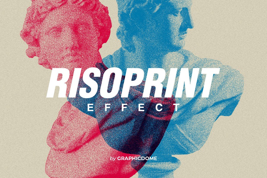 复古美学印刷颗粒照片纹理PNG拼贴元素Photoshop模板 Risograph – Risoprint Effect 插件预设 sucaiwan.com