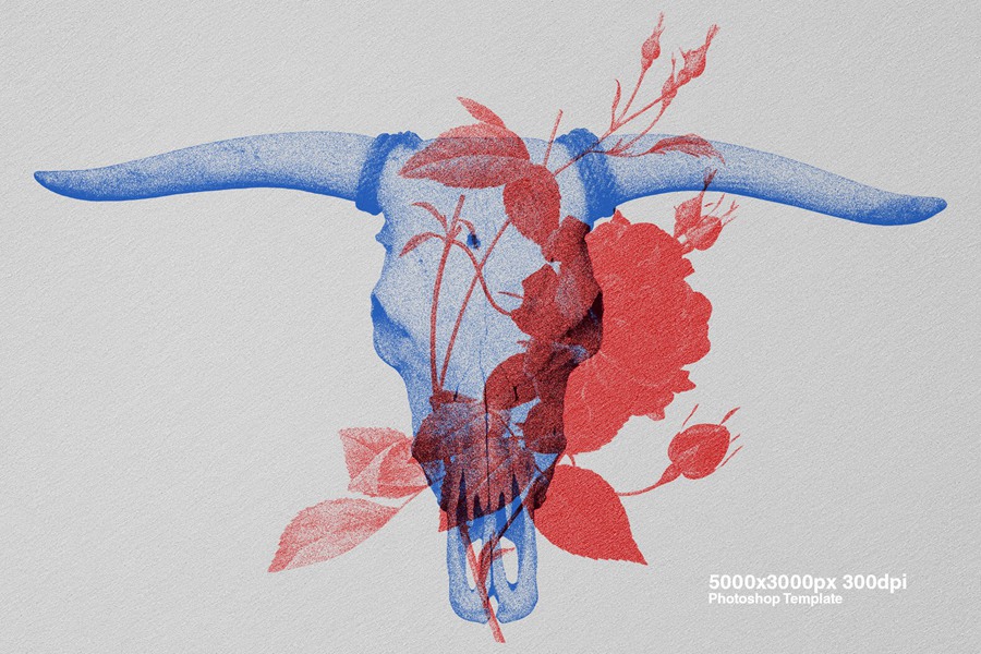 复古美学印刷颗粒照片纹理PNG拼贴元素Photoshop模板 Risograph – Risoprint Effect 插件预设 sucaiwan.com