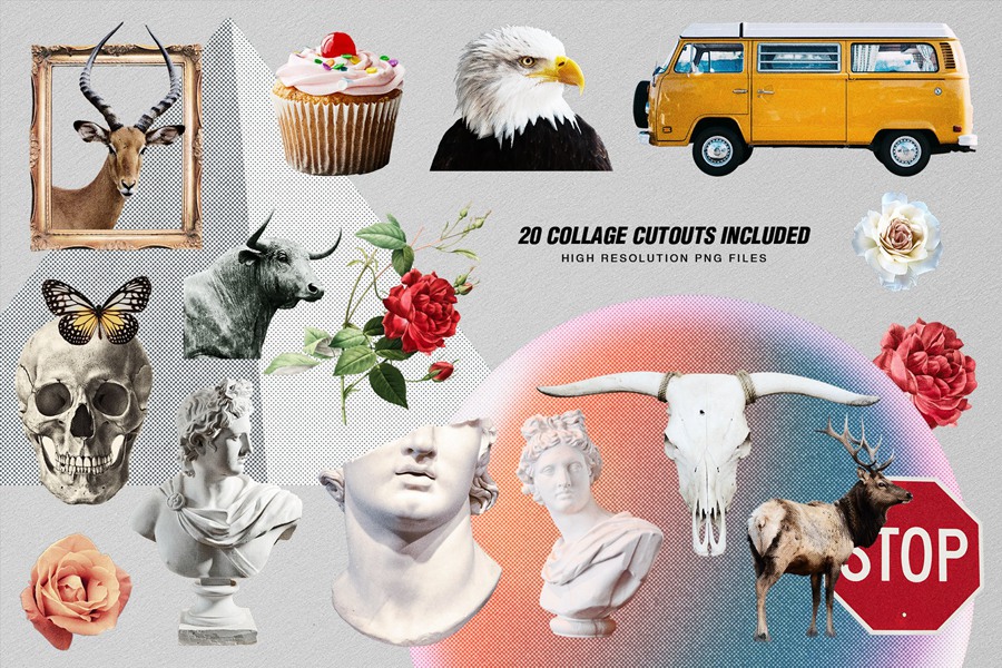 复古美学印刷颗粒照片纹理PNG拼贴元素Photoshop模板 Risograph – Risoprint Effect 插件预设 sucaiwan.com