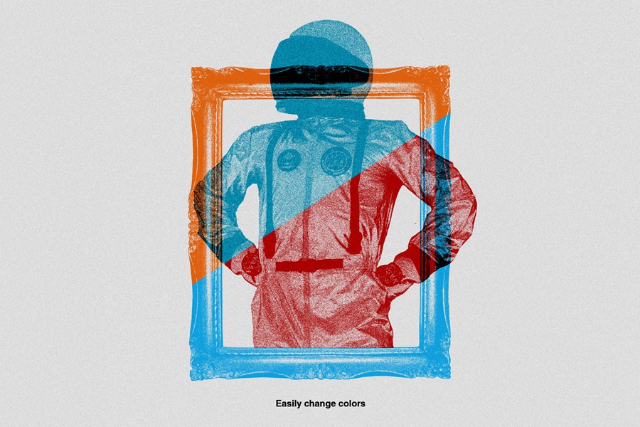 复古美学印刷颗粒照片纹理PNG拼贴元素Photoshop模板 Risograph – Risoprint Effect 插件预设 sucaiwan.com