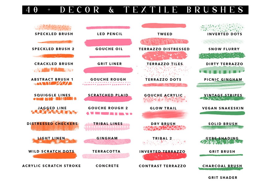 Procreate纹理美术画笔纺织画笔和图章花瓶邮票+纸张纹理 Procreate Texture brushes and stamps 笔刷资源 sucaiwan.com