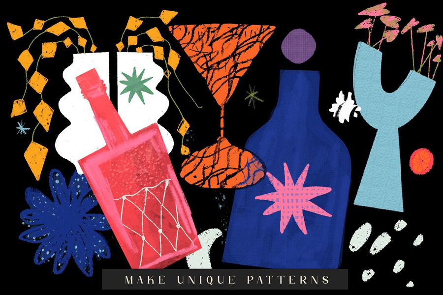 Procreate纹理美术画笔纺织画笔和图章花瓶邮票+纸张纹理 Procreate Texture brushes and stamps 笔刷资源 sucaiwan.com