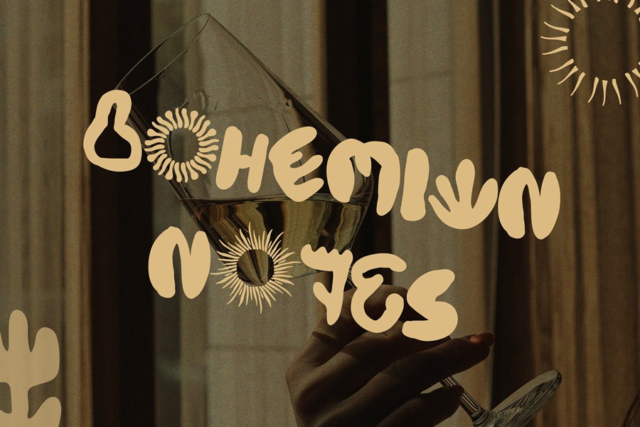 潮流波西米亚氛围手工画笔狂野精神阳光手写装饰字体 Bohemian Notes Bold Handmade Font 设计素材 sucaiwan.com