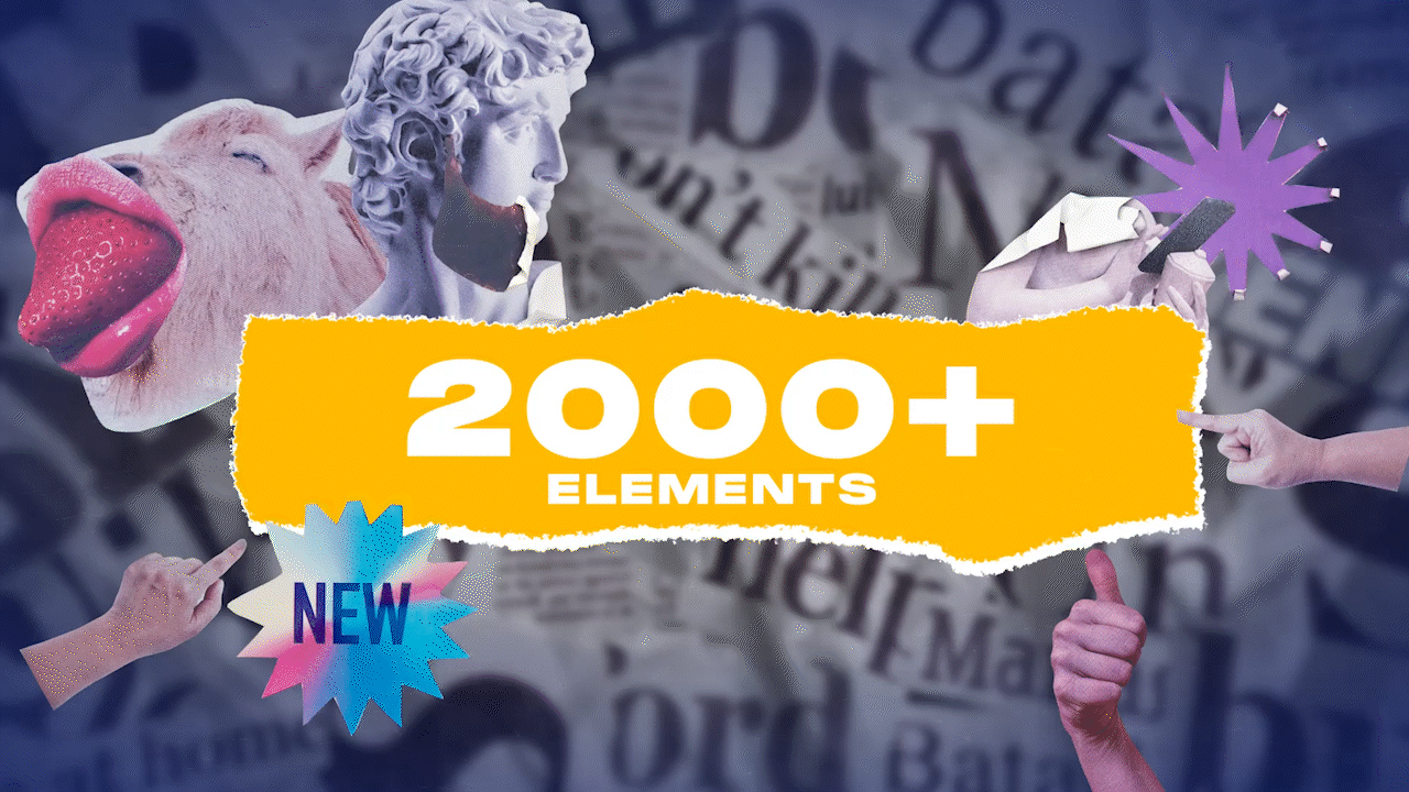 AE插件 – Collage Pack 2000+ 拼贴艺术定格动画元素 AE插件、AE项目包 + AtomX 3.0.8 汉化版 插件预设 sucaiwan.com