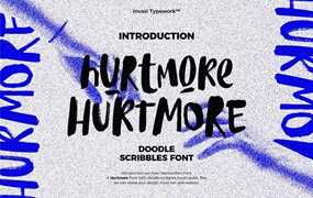 Hurtmore 街头潮流毛笔书法手写草书涂鸦潮牌logo海报标题英文字体 Scribbles Font