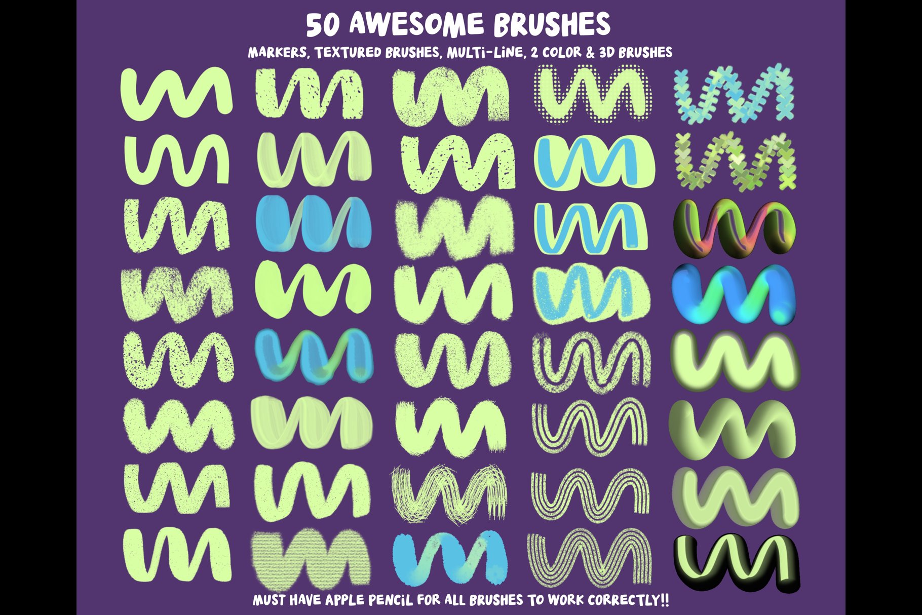 Procreate Zine Kit with 350 Brushes! 超350种画笔和图章带纹理图案、着色器、标记和刻字画笔、半色调、字母和文字图章以及逼真拼贴图章 图片素材 sucaiwan.com