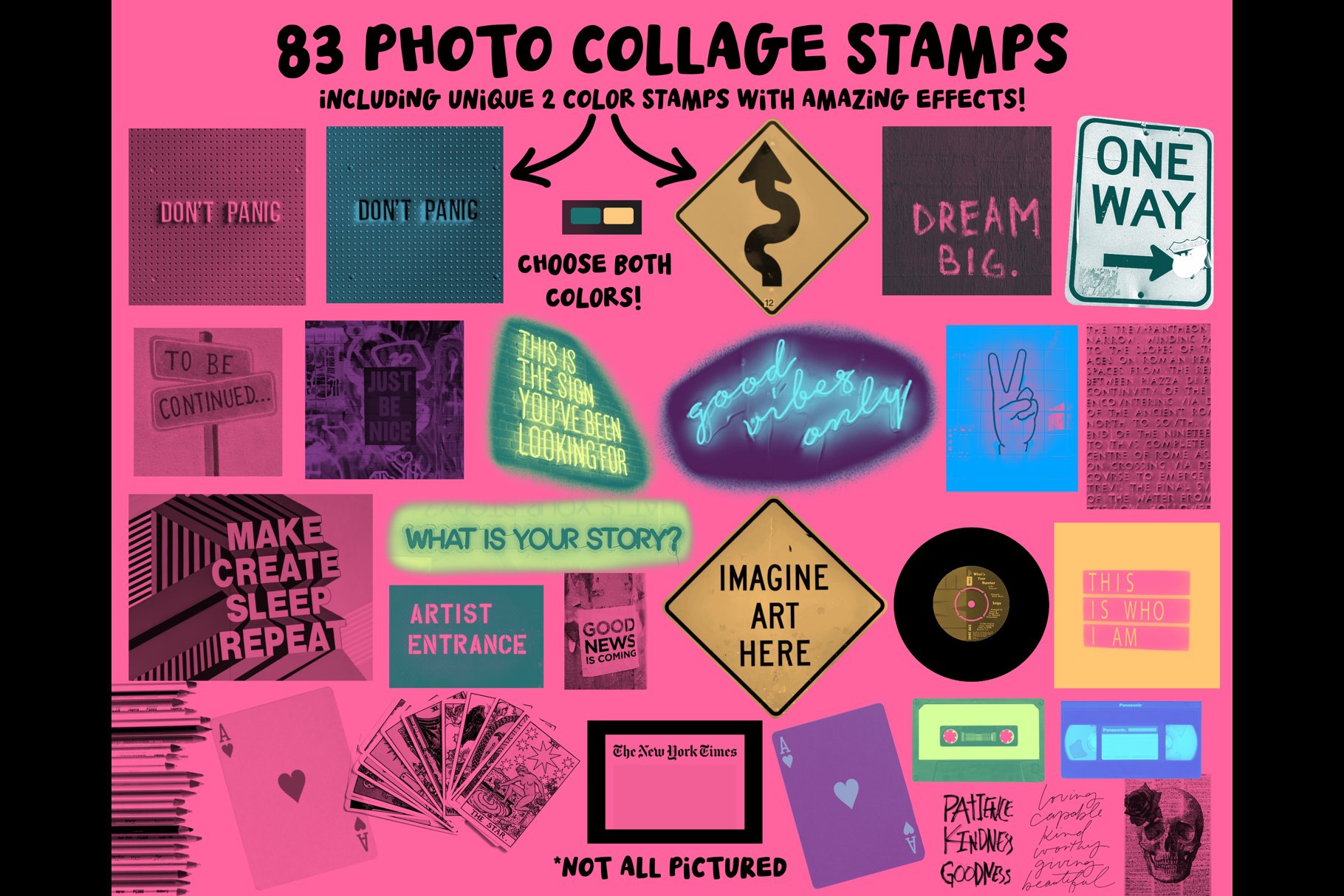 Procreate Zine Kit with 350 Brushes! 超350种画笔和图章带纹理图案、着色器、标记和刻字画笔、半色调、字母和文字图章以及逼真拼贴图章 图片素材 sucaiwan.com