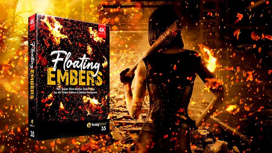 BusyBoxx V35 Floating Embers 88个超慢动作4K燃烧火焰粒子动画影视后期特效合成视频元素 影视音频 sucaiwan.com