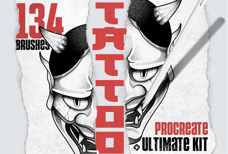 Tattoo Brushes For Procreate 终极专业纹身艺术家笔刷套装 笔刷资源 sucaiwan.com
