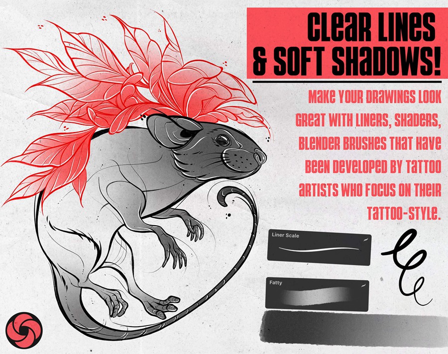 Tattoo Brushes For Procreate 终极专业纹身艺术家笔刷套装 笔刷资源 sucaiwan.com