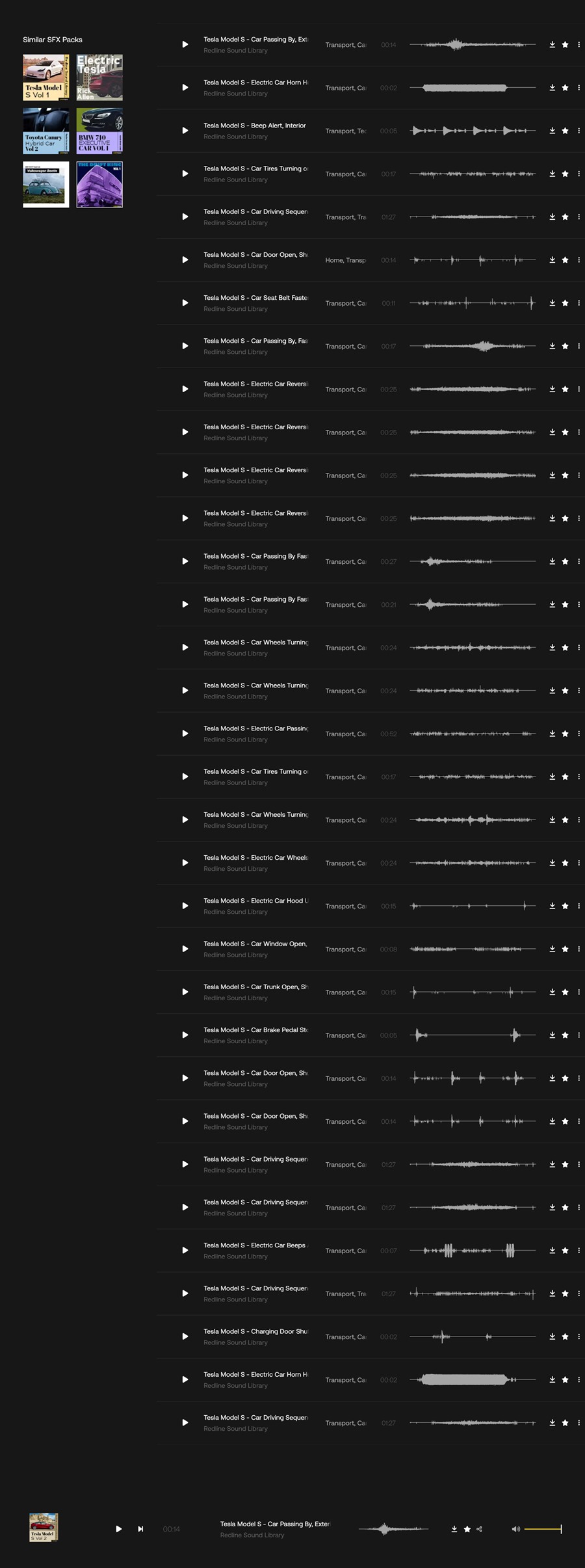 Artlist – Tesla特斯拉电动汽车音效车门打开进入车窗电动后备箱开关快速驶过蜂呜警报高质量汽车音效合集 Tesla Model S Vol.2 第2卷 , sucaiwan.com