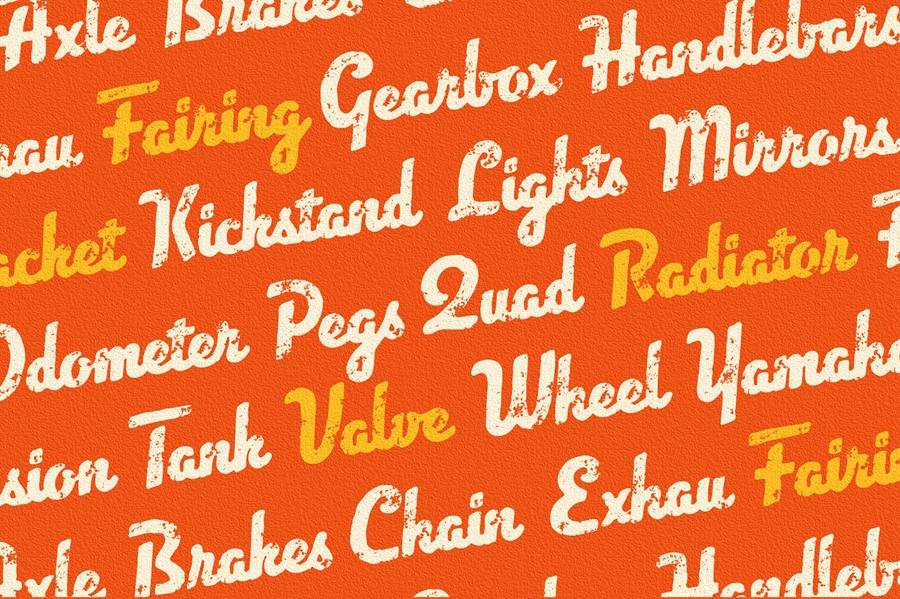 复古邮票手绘脚本无衬线字体和机车火车头动物印章图形 Vilanders – Vintage Stamp Font 图片素材 sucaiwan.com