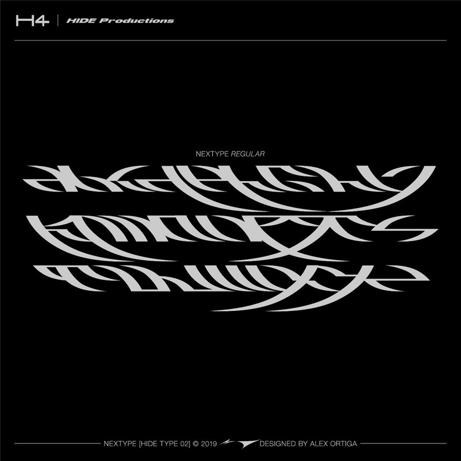 HIDE Productions 创意未来科幻酸性艺术抽象logo海报标题设计装饰英文字体 NEXTYPE HIDE TYPE 01 设计素材 sucaiwan.com