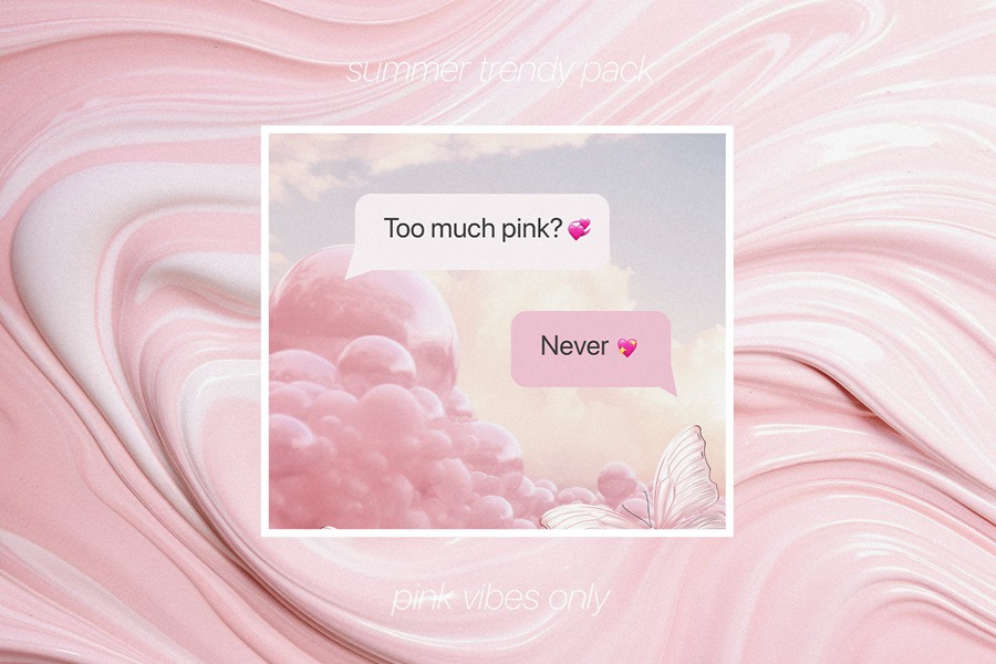 芭比乐园粉色梦幻拼贴艺术海报设计卡片包装品牌图形和背景纹理拼贴包 BARBIELAND pink graphic collage pack 图片素材 sucaiwan.com