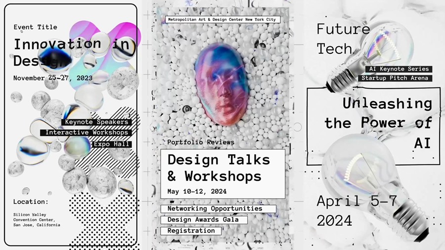 AE模板：4K未来主义抽象3D元素动画美学手机竖屏拼贴视频模板 Futurism Posters Pack 插件预设 sucaiwan.com