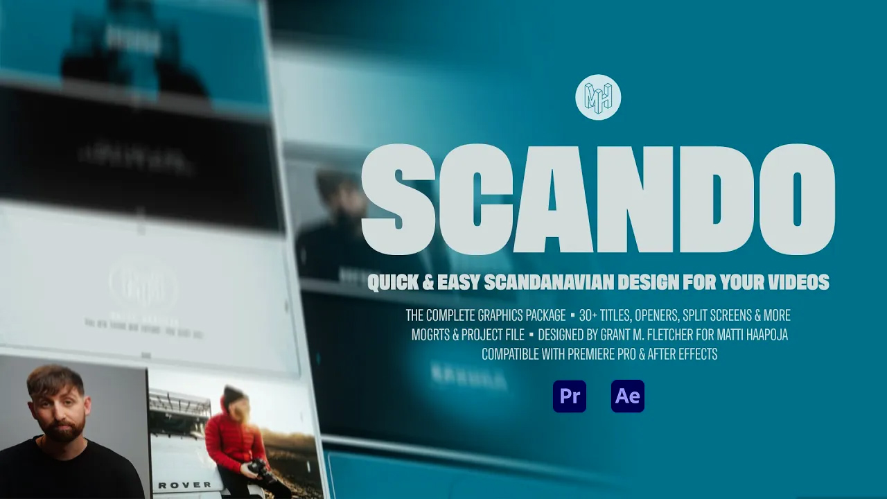 30多个直播记录电视节目标题揭幕战屏AE/PR模板动态图形包 Human Video Co – SCANDO PR Mogrt 影视音频 sucaiwan.com