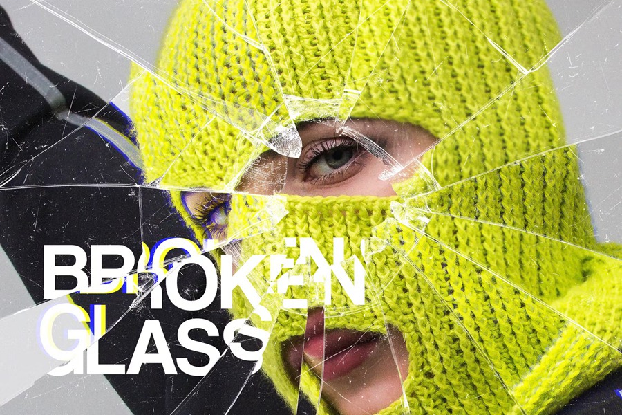玻璃破裂照片效果Photoshop模板 Smashed Glass Photo Effect 图片素材 sucaiwan.com