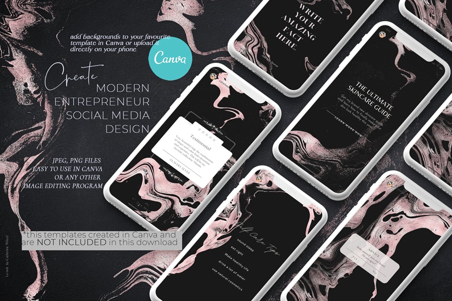 58张奢华黑金金色波浪优雅永恒纹理背景 La Nuit Rose Gold Textures 图片素材 sucaiwan.com