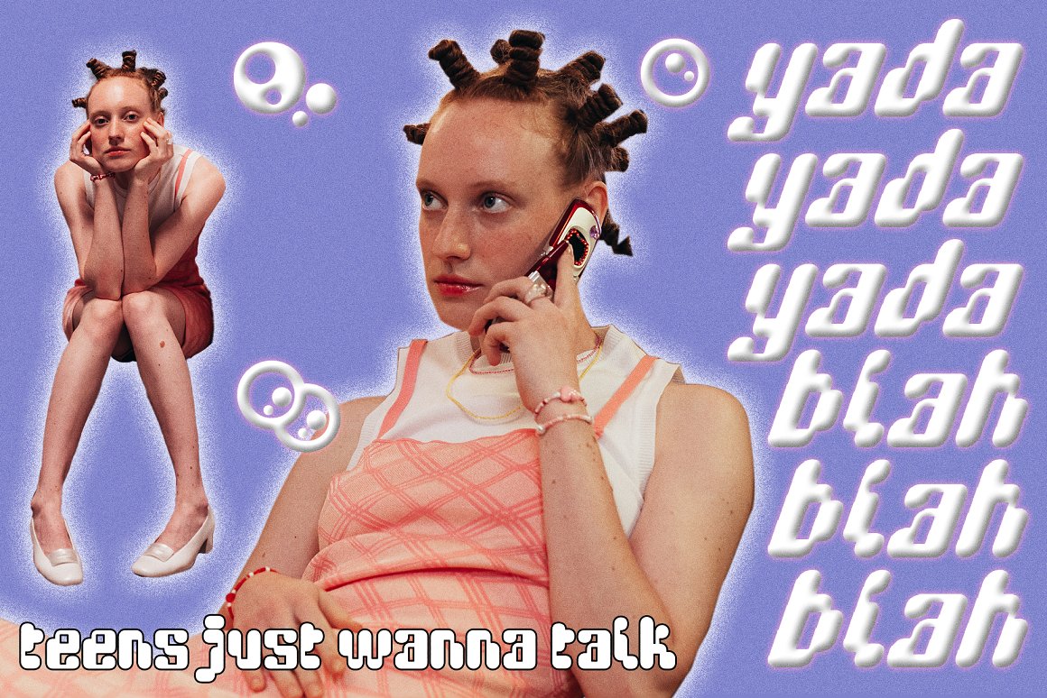 That That Creative 千禧年复古Y2K风格乌托邦超现实主义海报杂志标题英文字体包 Y2K font DigiBop Duo 设计素材 sucaiwan.com