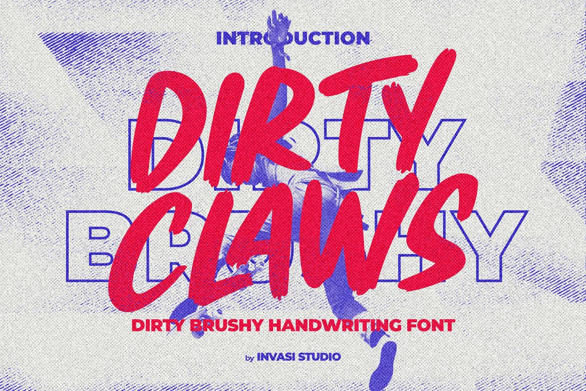 Invasi Studio 涂鸦风格大胆毛笔触感脏刷手写海报封面英文字体 Dirty Claws 设计素材 sucaiwan.com