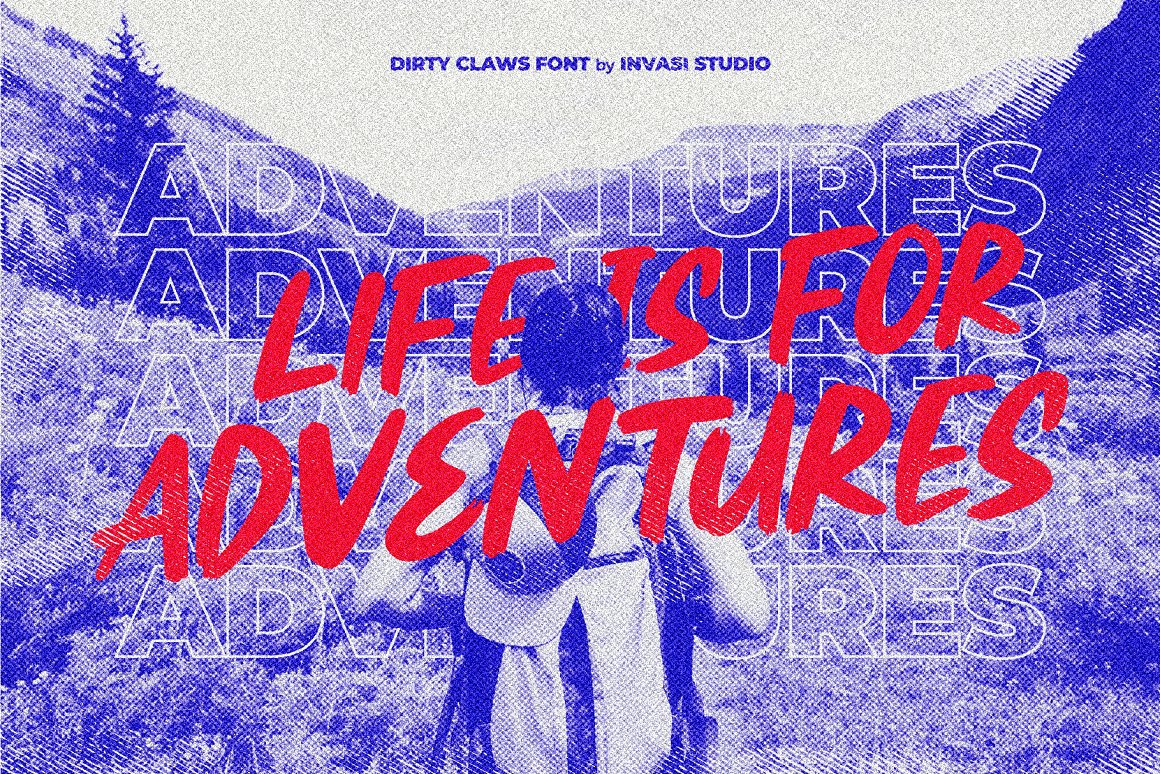 Invasi Studio 涂鸦风格大胆毛笔触感脏刷手写海报封面英文字体 Dirty Claws 设计素材 sucaiwan.com