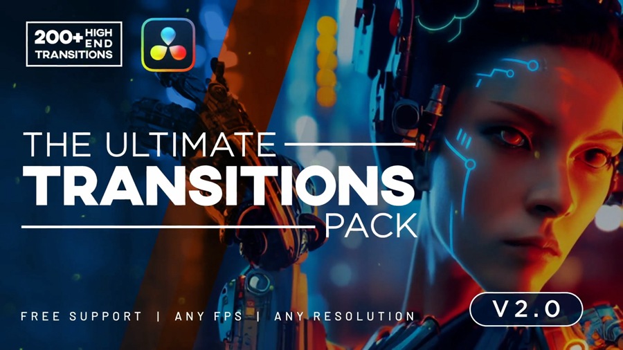 200多种超级易用时尚高端达芬奇转场预设插件 The Ultimate Transitions Pack V2 – DaVinci Resolve预设插件 插件预设 sucaiwan.com