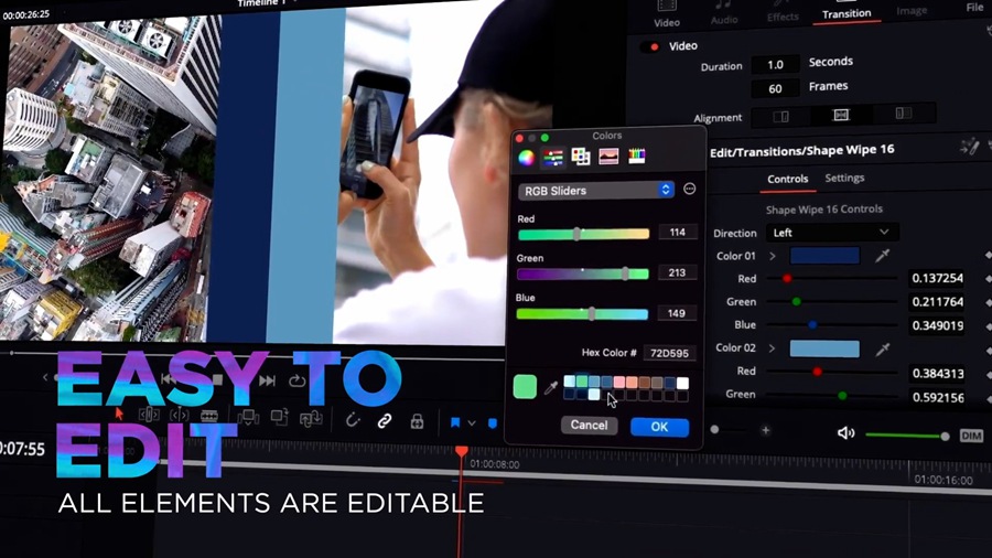 200多种超级易用时尚高端达芬奇转场预设插件 The Ultimate Transitions Pack V2 – DaVinci Resolve预设插件 插件预设 sucaiwan.com