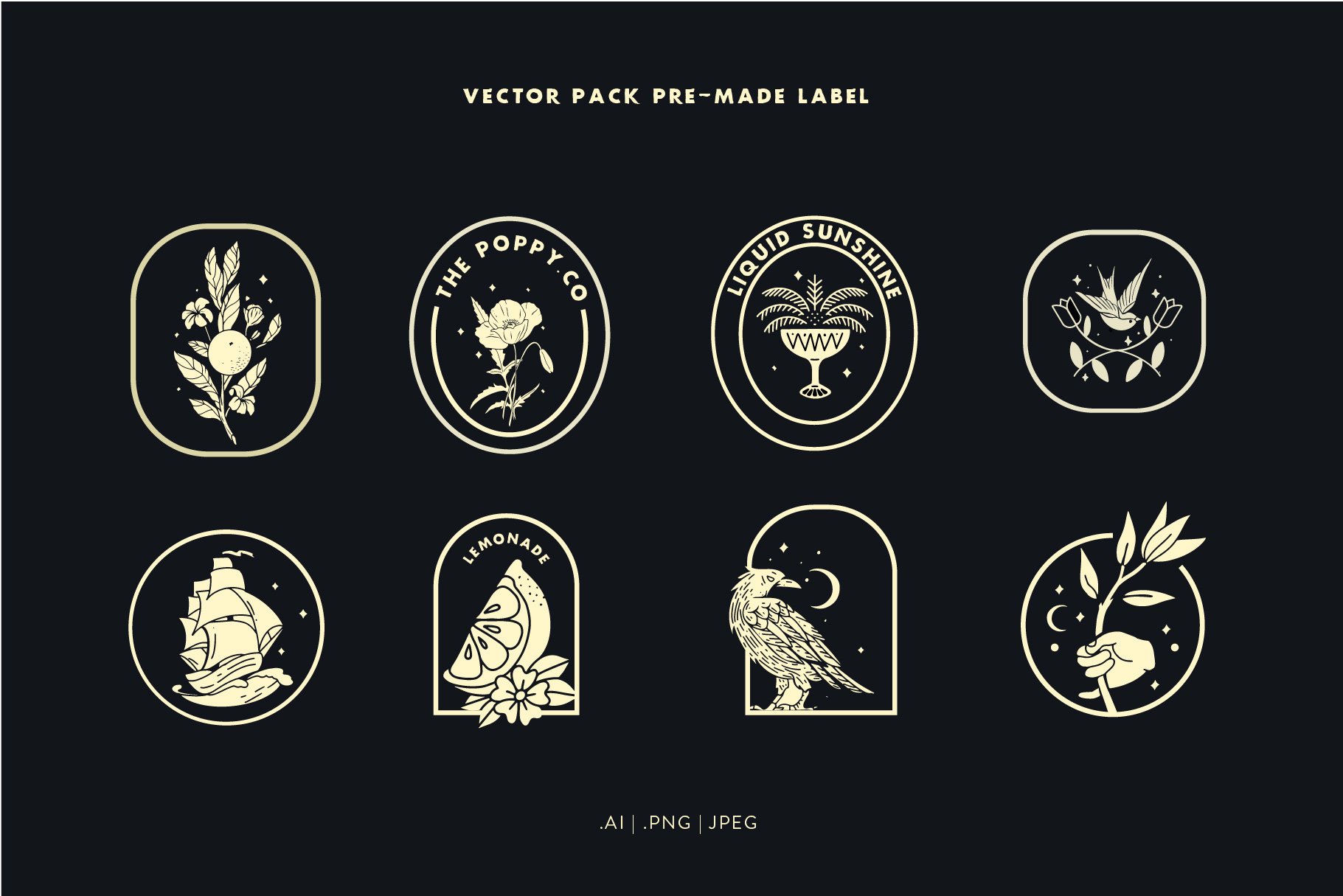Artisan Collection – Illustration 30个平面手绘图形元素全彩色标签和贴纸设计插图（AI/PNG/JPG） 图片素材 sucaiwan.com